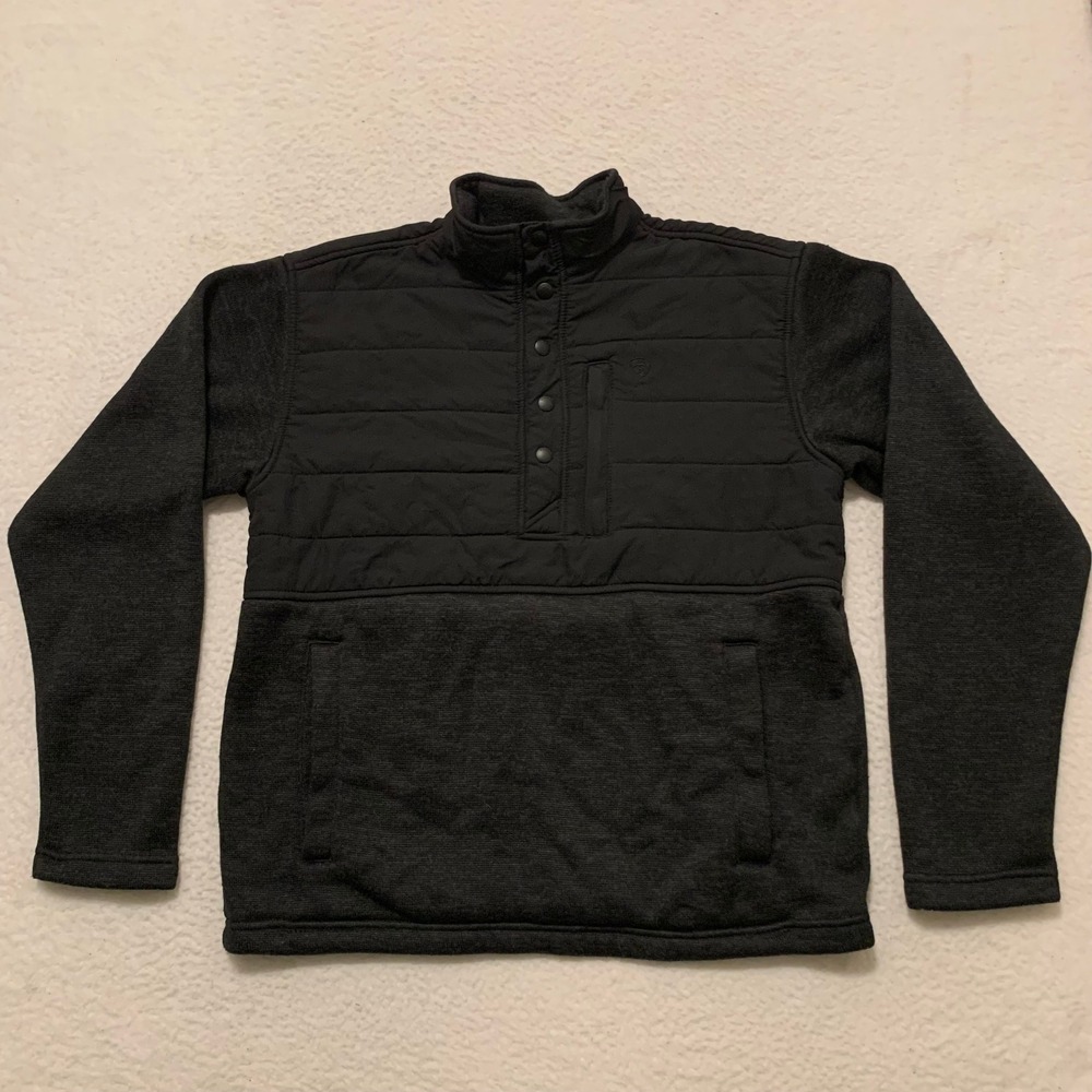Ariat Caldwell Reinforced Snap Button Sweater Mens Medium Pullover Jacket Black